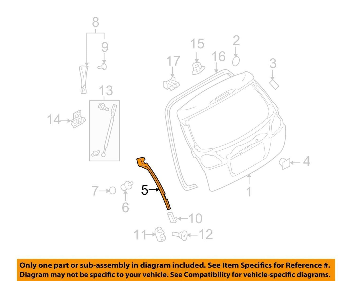 2010-2014 Subaru Outback Rear Liftgate Tailgate Left Hatch 63134AJ01B Trim Cover