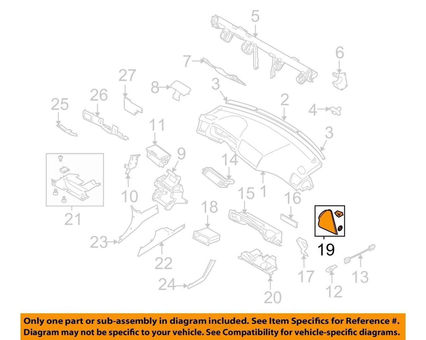 2005-2009 Subaru Outback Left Dash End Cap Trim OEM
