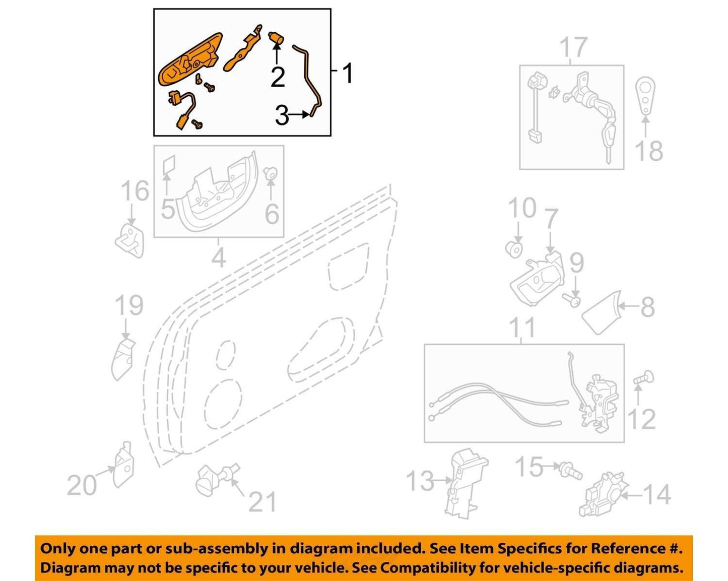 2005-2006 Subaru Outback Front Right Exterior Door Handle OEM