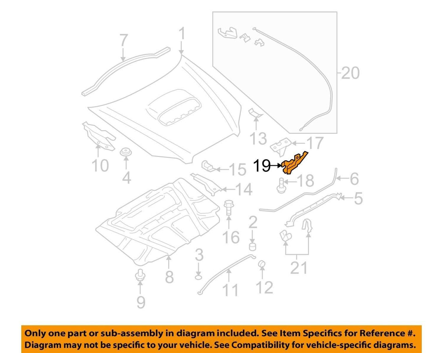 2005-2007 Subaru Outback Hood Latch Lock Release Assembly OEM