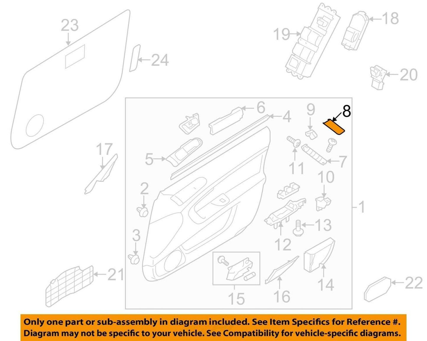2005-2007 Subaru Outback Right Front Door Panel Interior Trim Cover OEM