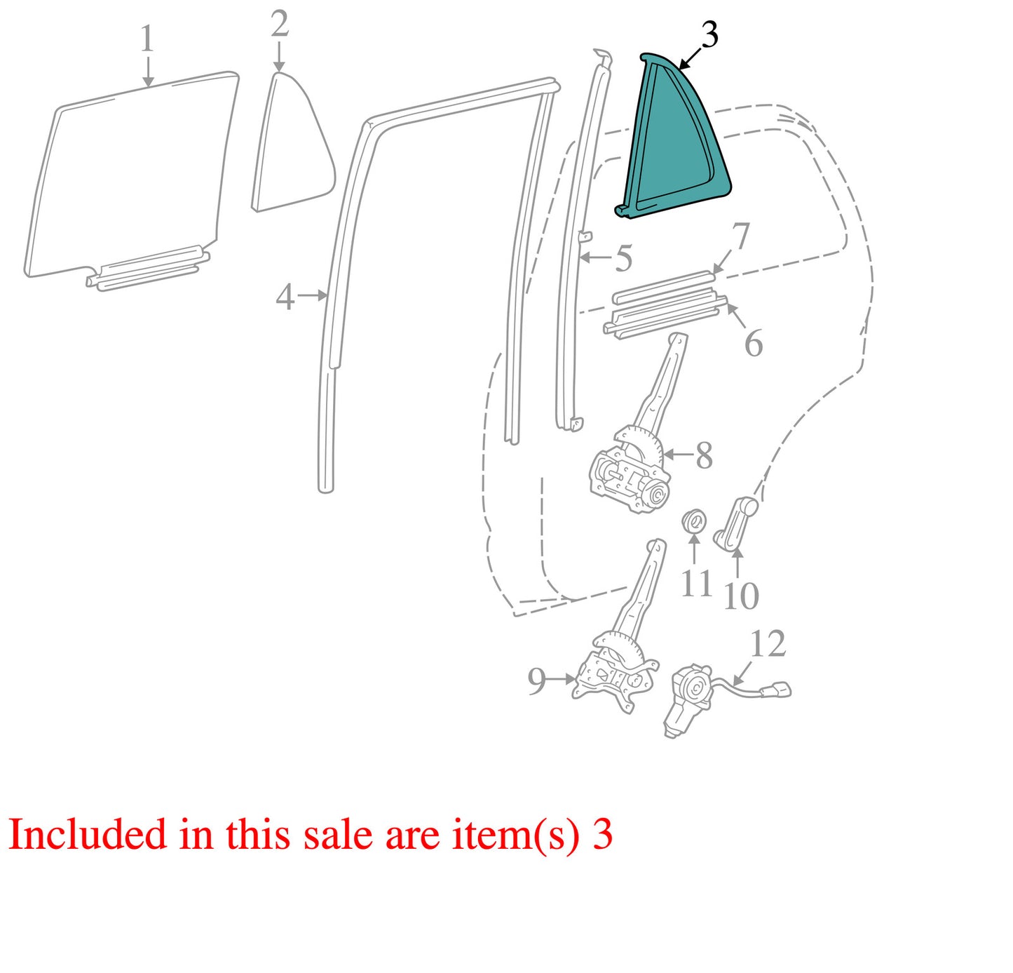 1996-2002 Toyota 4Runner Right Rear Vent Window Glass OEM