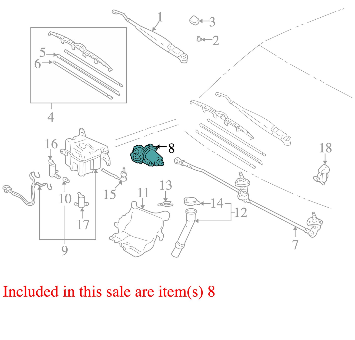1996-2002 Toyota 4Runner Windshield Wiper Motor OEM