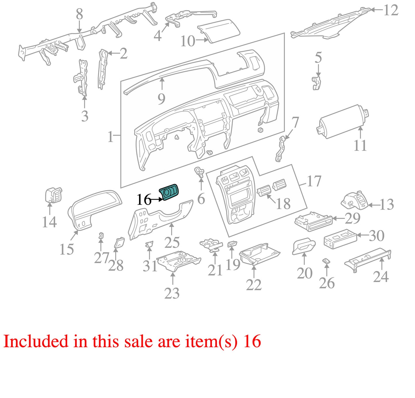 1996-2002 Toyota 4Runner Ignition Switch Bezel Dash 55414-35010 Trim OEM