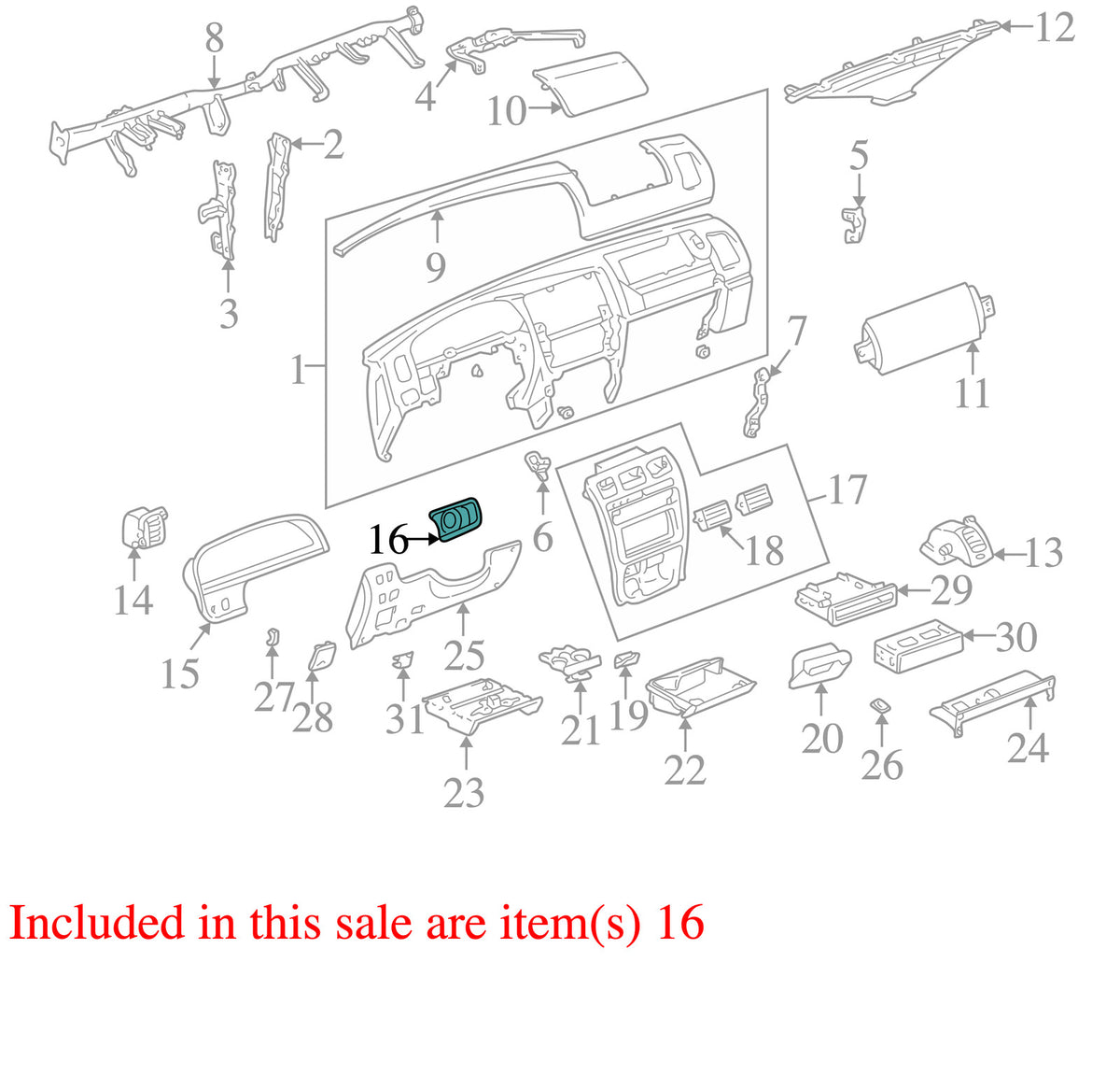 1996-2002 Toyota 4Runner Ignition Switch Bezel Dash Trim OEM  55414-35010