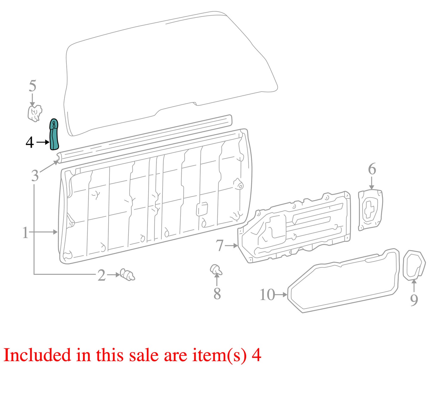 1996-2002 Toyota 4Runner Liftgate Hatch Pull Down Strap Handle OEM