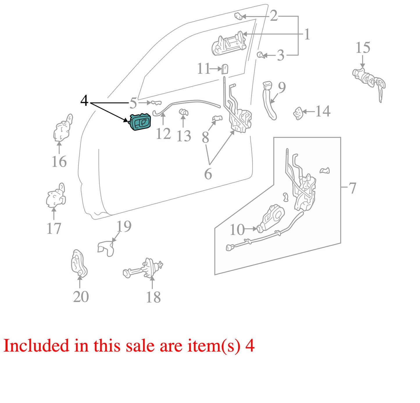 1996-2002 Toyota 4Runner Left Front Interior Door Handle Brown OEM