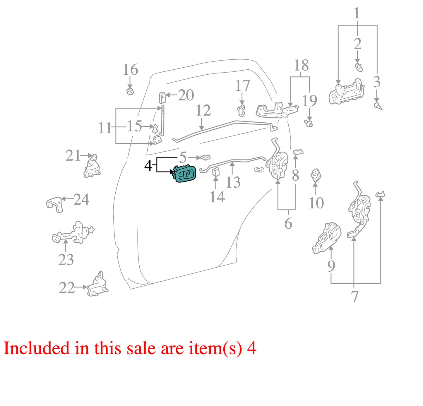 1996-2002 Toyota 4Runner Left Rear Interior Door Handle Brown OEM