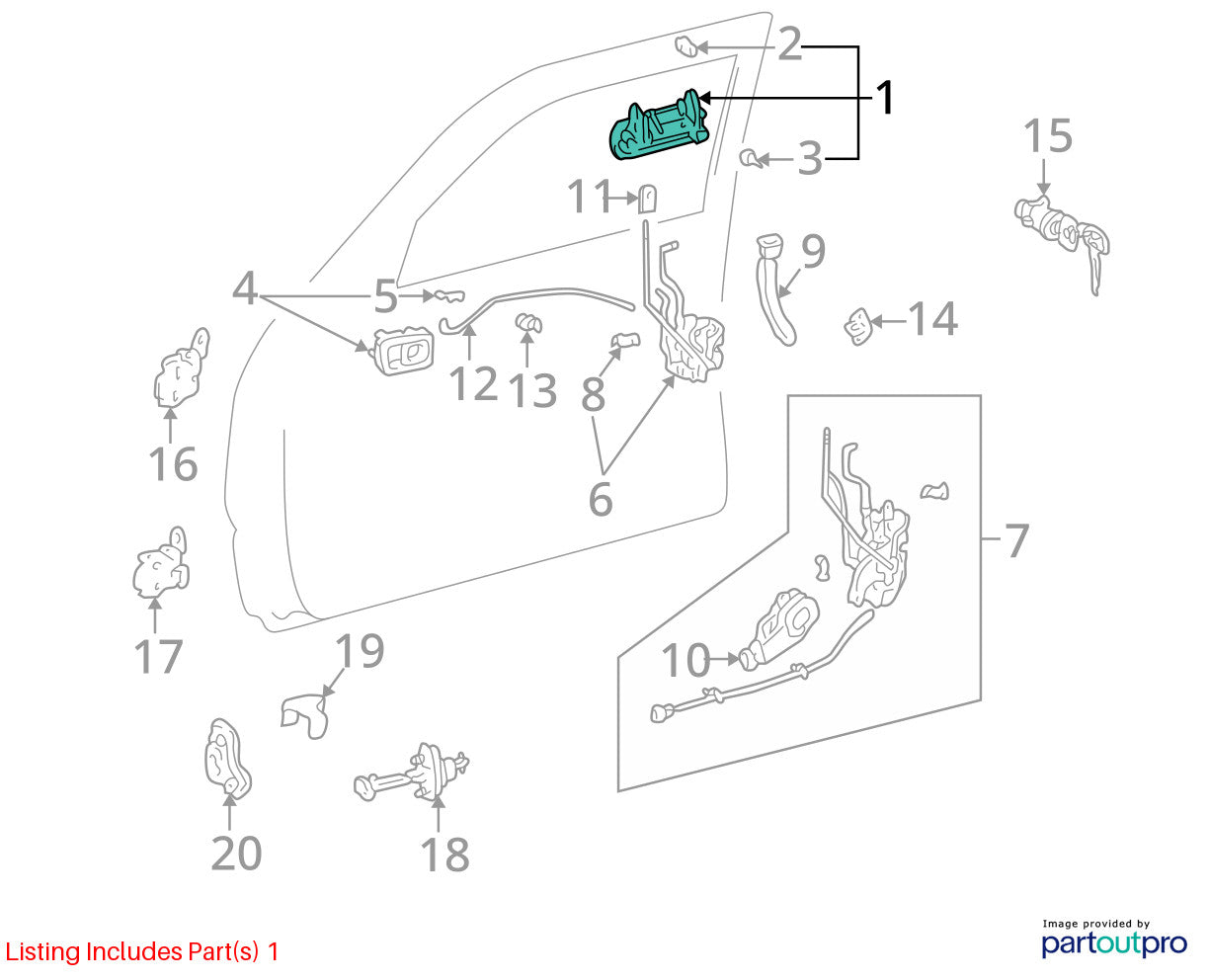 1996-2002 Toyota 4Runner Left Front Exterior Door Handle Gray 1A5 OEM