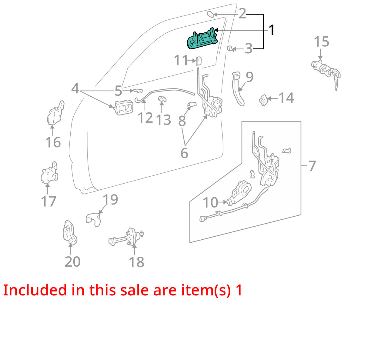 1996-2002 Toyota 4Runner Left Front Exterior Door Handle Gray 1A5 OEM