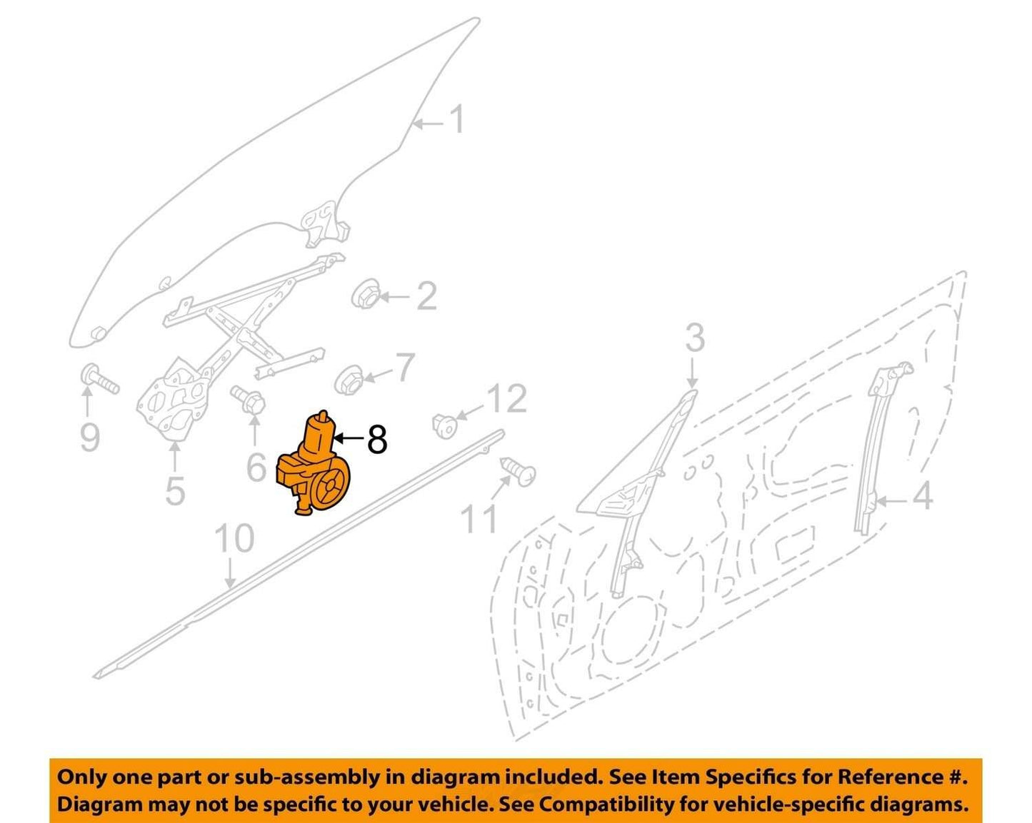 2013-2024 Subaru BRZ Left Front Window Regulator and Motor OEM