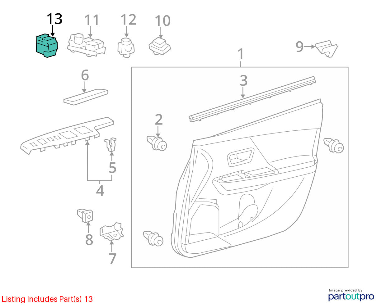 2001-2007 Toyota Highlander Door Side Mirror Control Switch Non-Folding OEM