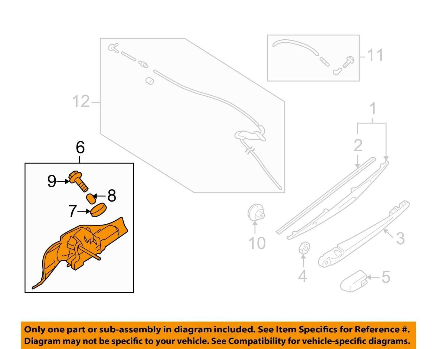 2008-2009 Subaru Forester Rear Back Glass Window Windshield Wiper Motor OEM