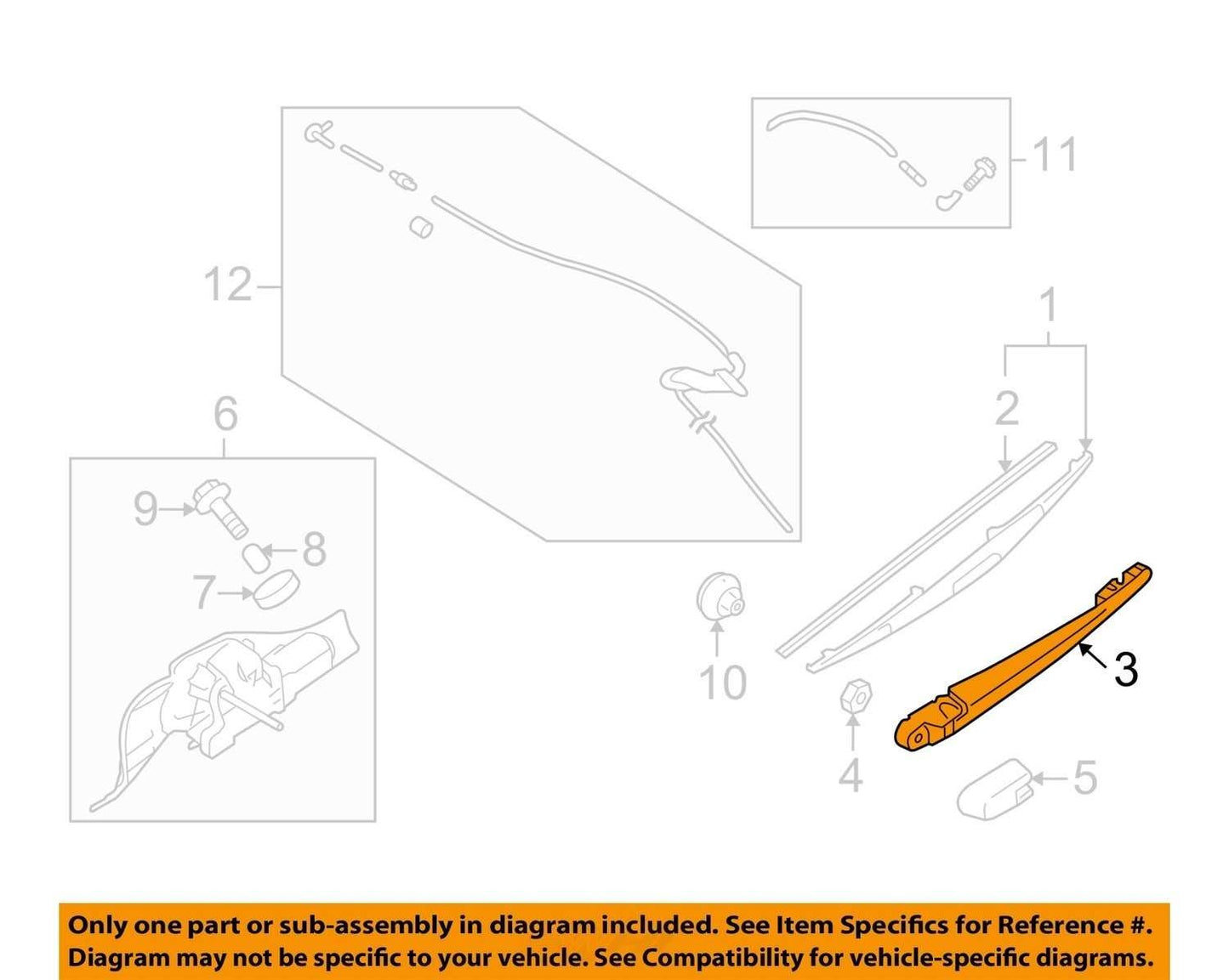 2009-2013 Subaru Forester Rear Back Glass Windshield Wiper Arm OEM