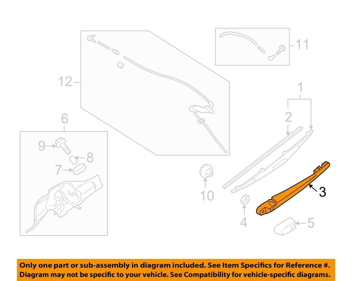 2009-2013 Subaru Forester Rear Back Glass Windshield Wiper Arm OEM 86532SC180
