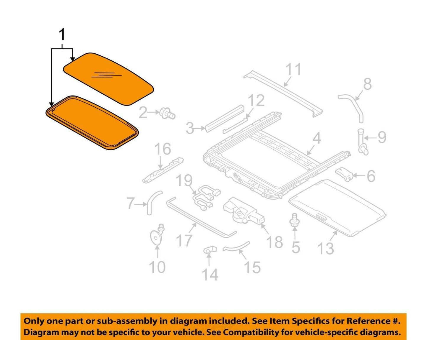 2010-2014 Subaru Outback Sunroof Glass Factory OEM 65430AJ01A