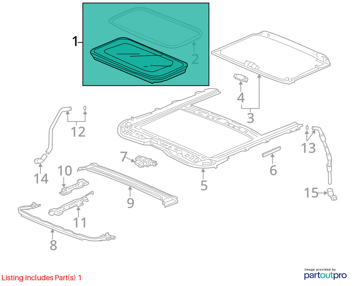 2013-2017 Honda Accord Coupe 2 Door Sunroof Glass Assembly 70200T3LA02 OEM