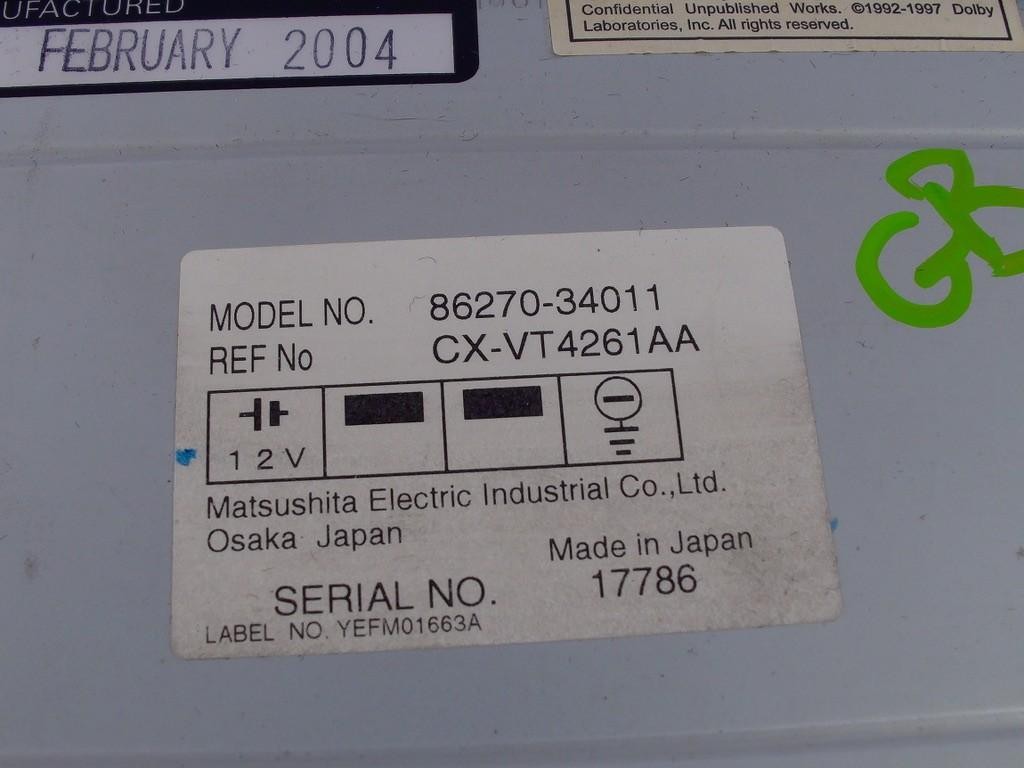 2004-2007 Toyota Sequoia DVD Video Player Genuine Part 8627034011 OEM