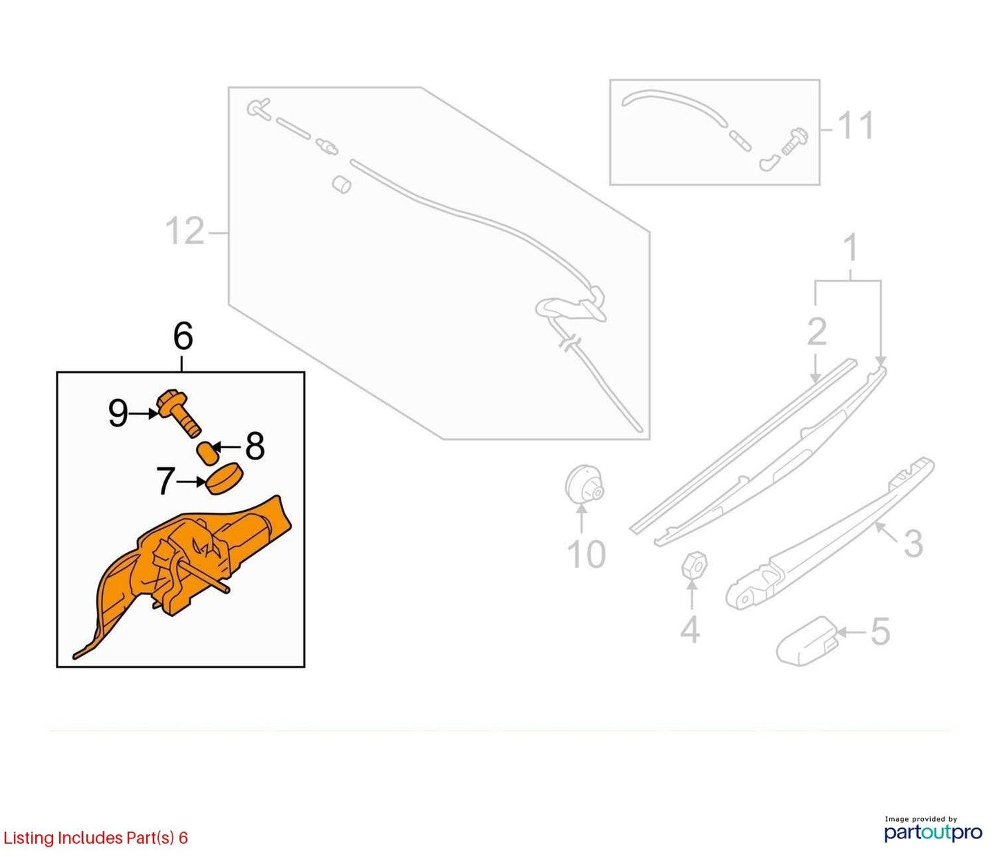 2006-2008 Subaru Forester Rear Back Glass Window Windshield Wiper Motor OEM