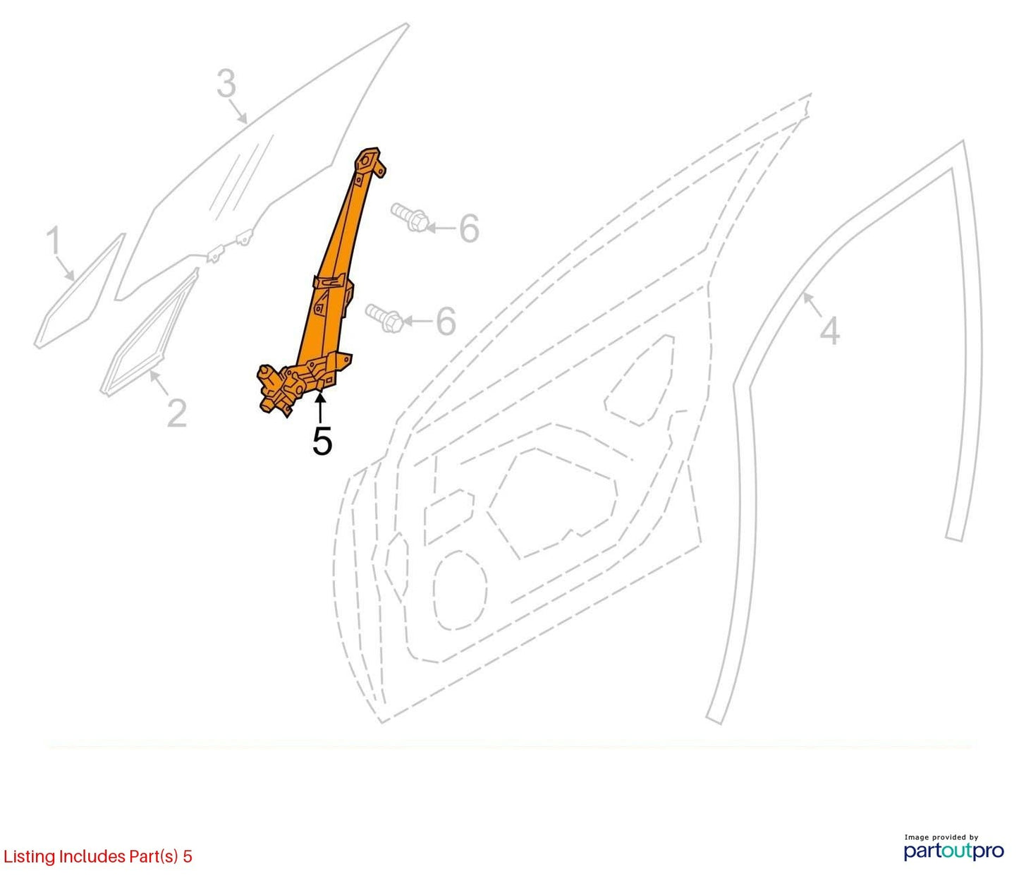 2014-2018 Subaru Forester Front Right Power Window Motor and Regulator OEM