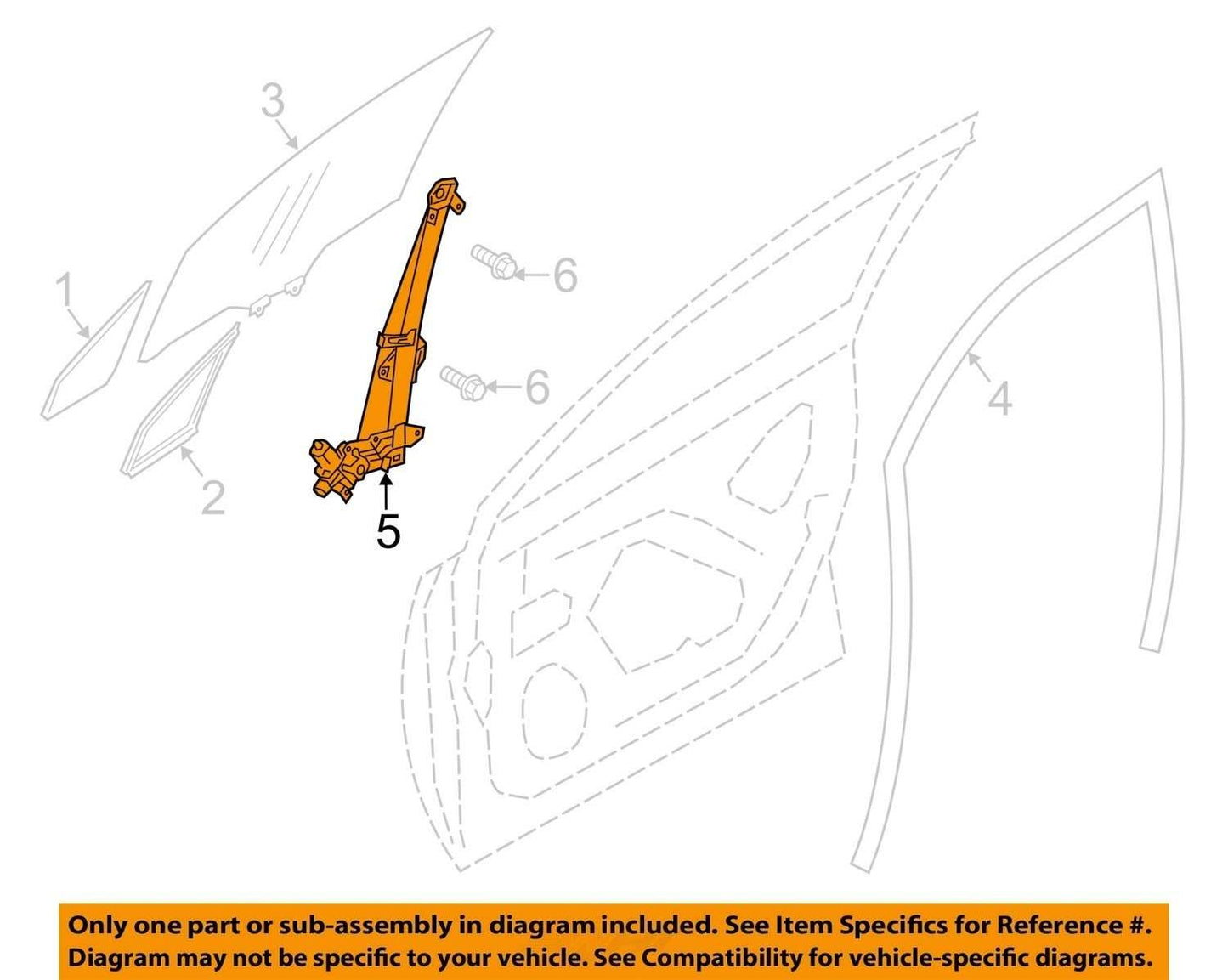 2014-2018 Subaru Forester Front Right Power Window Motor and Regulator OEM