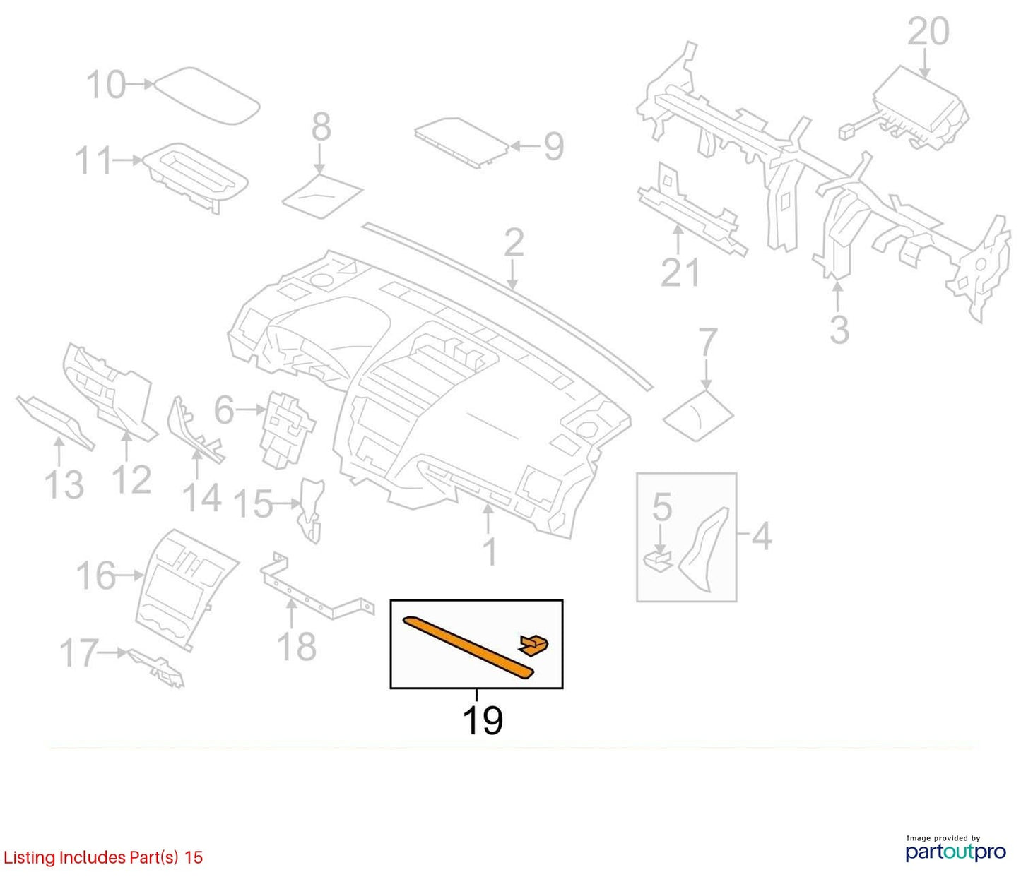 2014-2018 Subaru Forester Instrument Dashboard Panel P Molding Silver Trim OEM