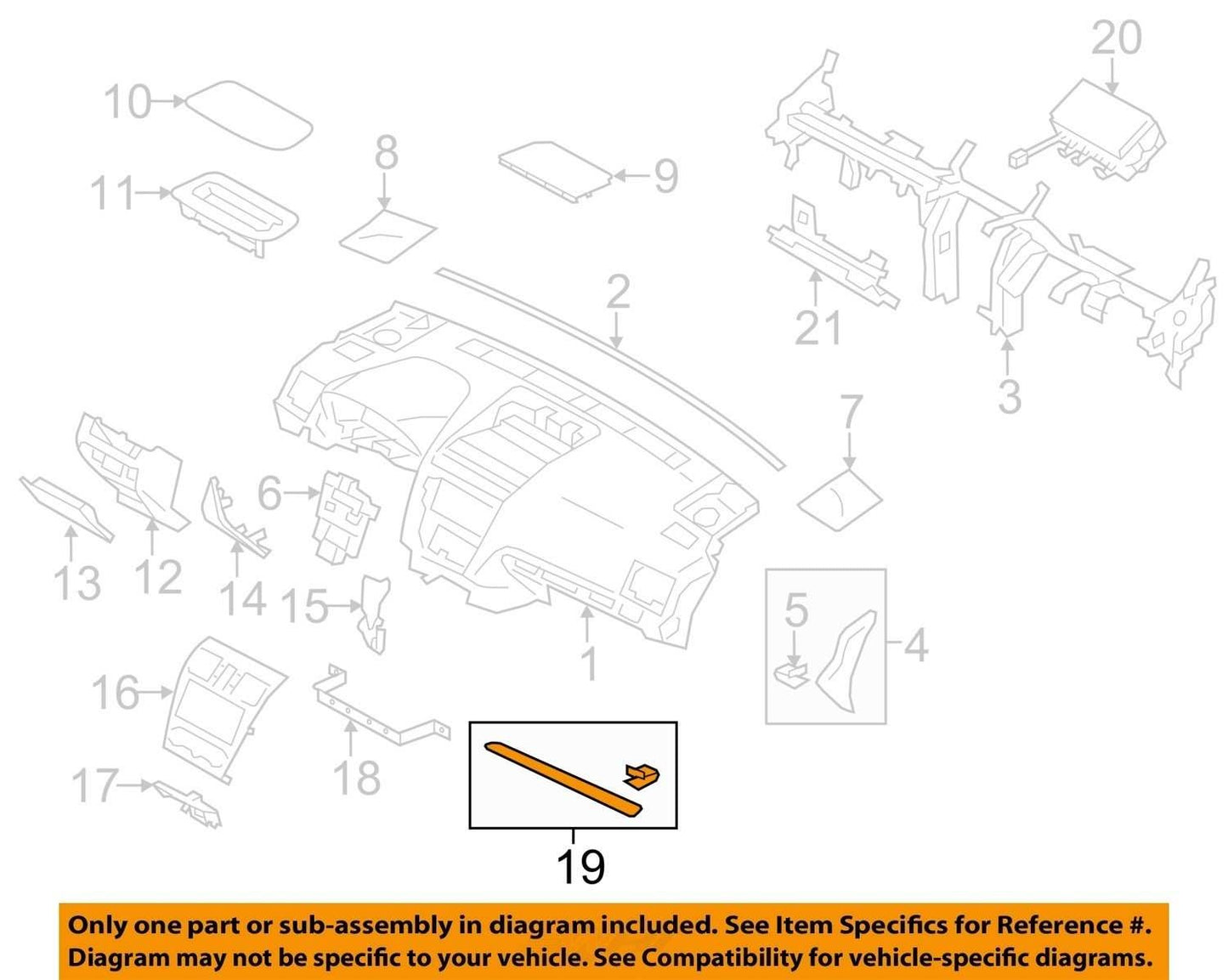 2014-2018 Subaru Forester Instrument Dashboard Panel P Molding Silver Trim OEM