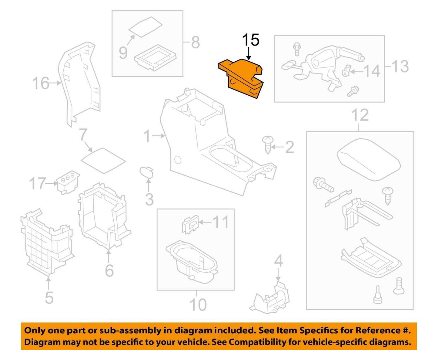 2014-2018 Subaru Forester Emergency Parking Brake Handle Cover Manual Trans