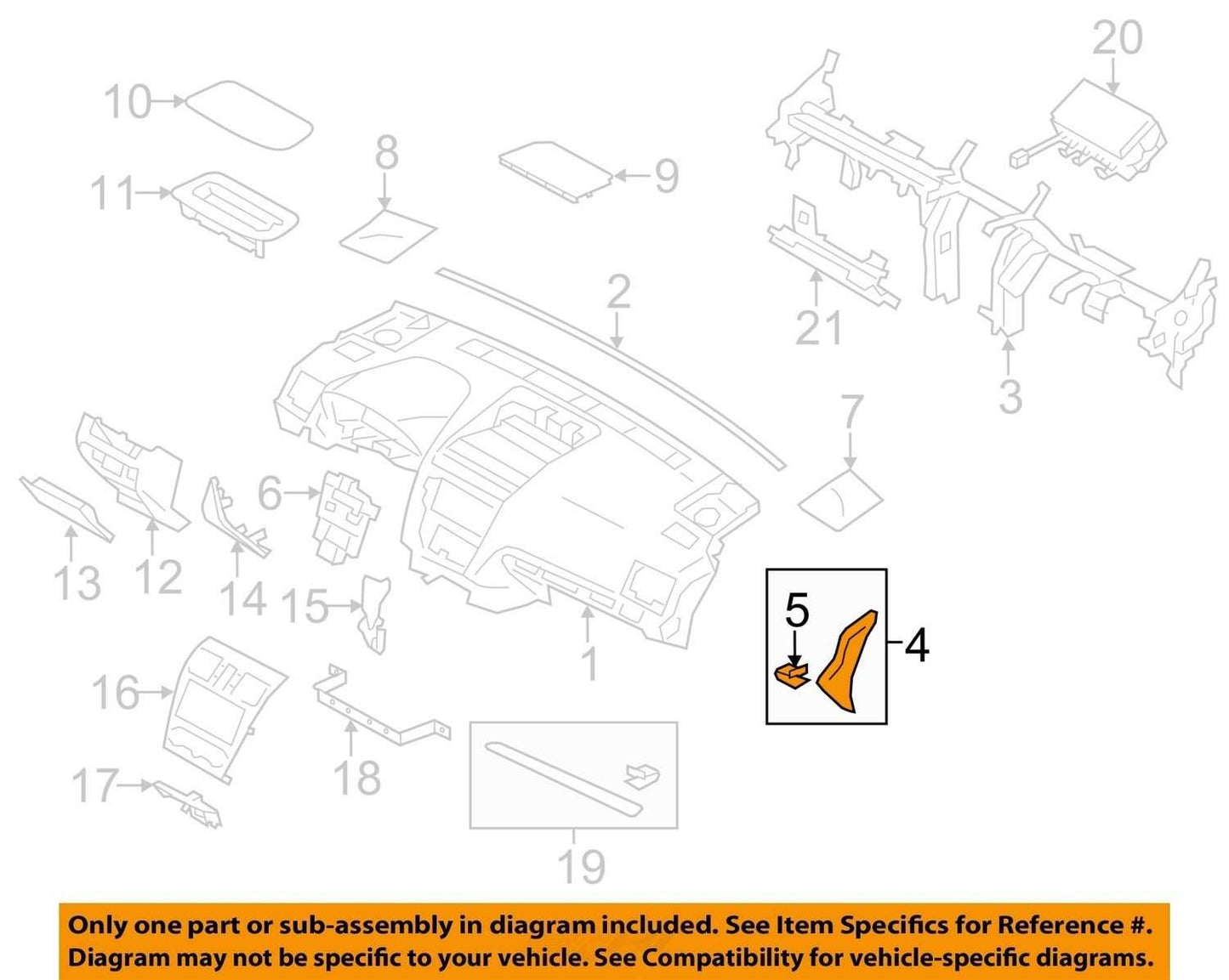 2014-2018 Subaru Forester Right Front Dashboard Dash End Cap Trim Cover OEM