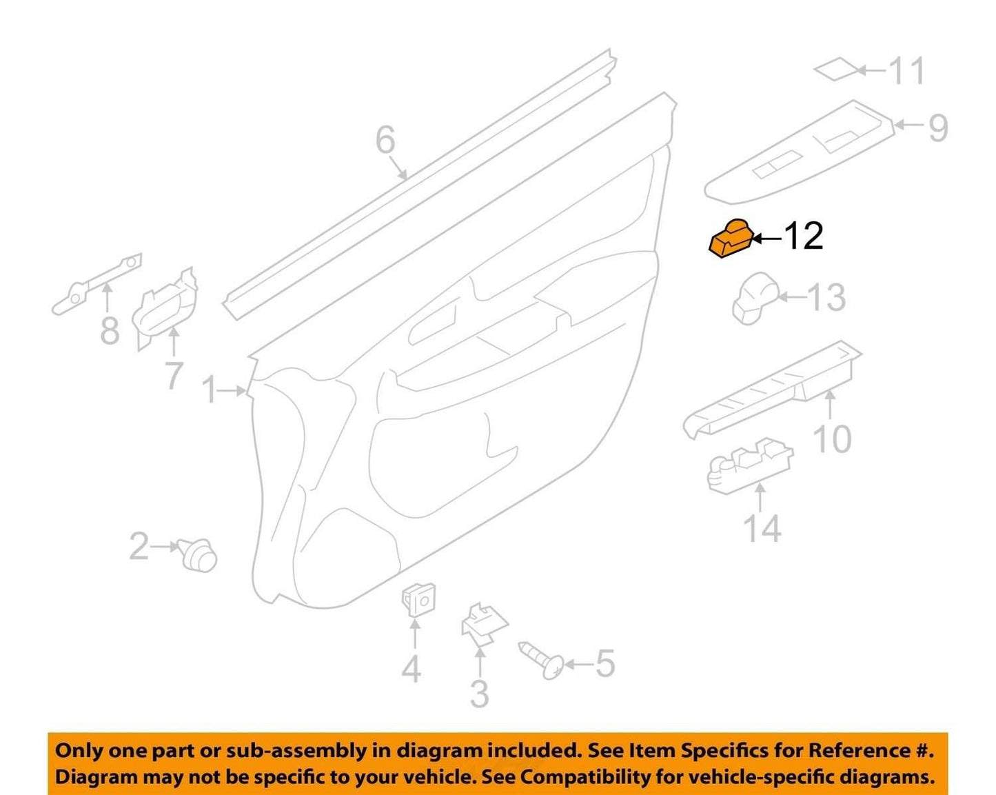 2011-2018 Subaru Forester Manual Right-Side Right Door Lock Switch OEM
