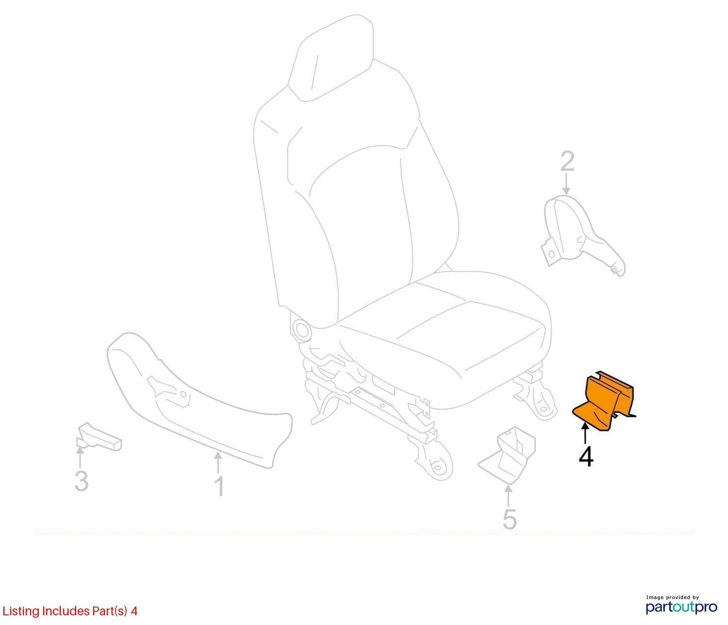 2014-2018 Subaru Forester Seat Track 64115SG020 Rail Cap RH Outer Trim Cover OEM