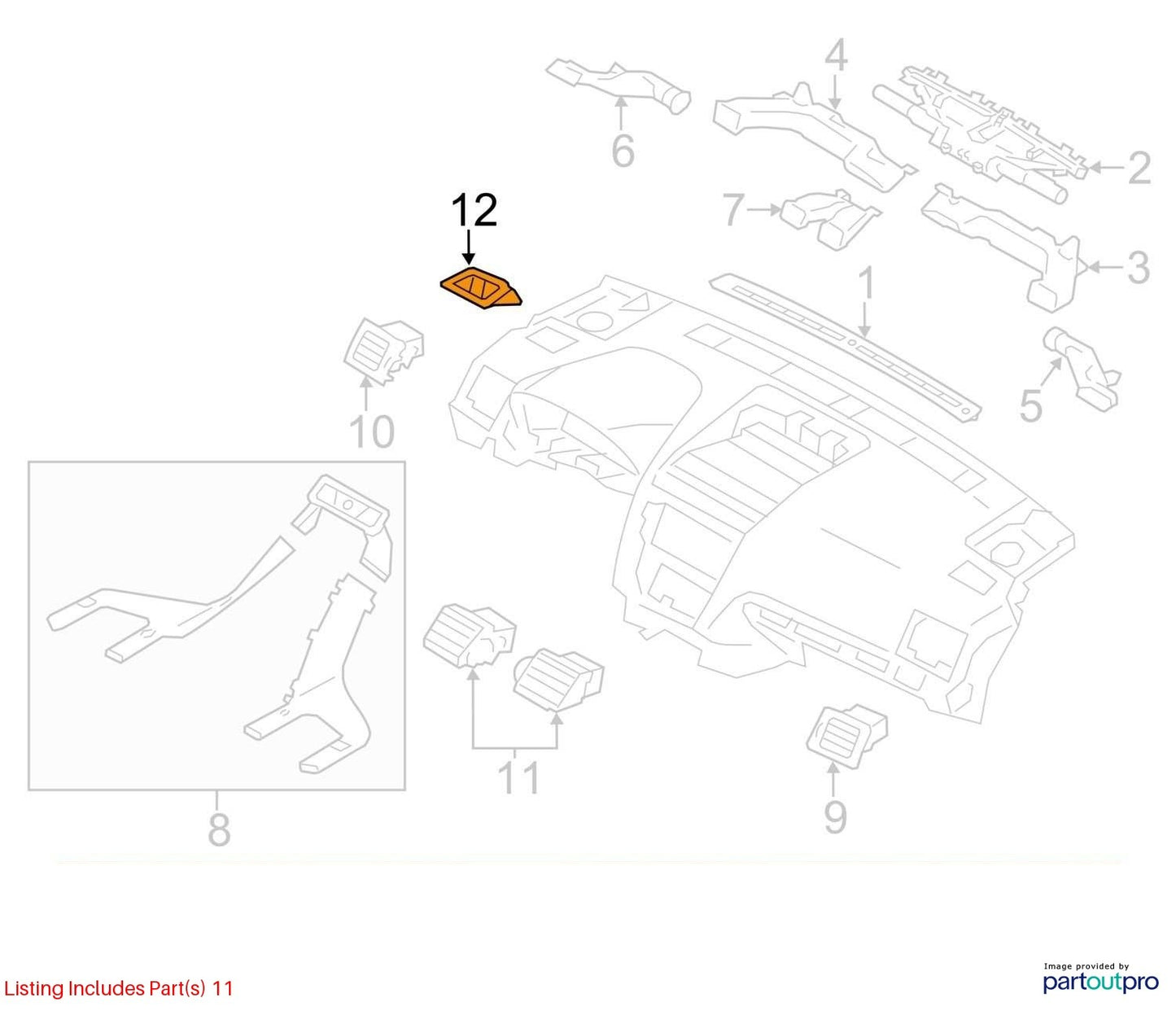 2014-2018 Subaru Forester Front Left-Side Defrost Upper Vent Grille OEM