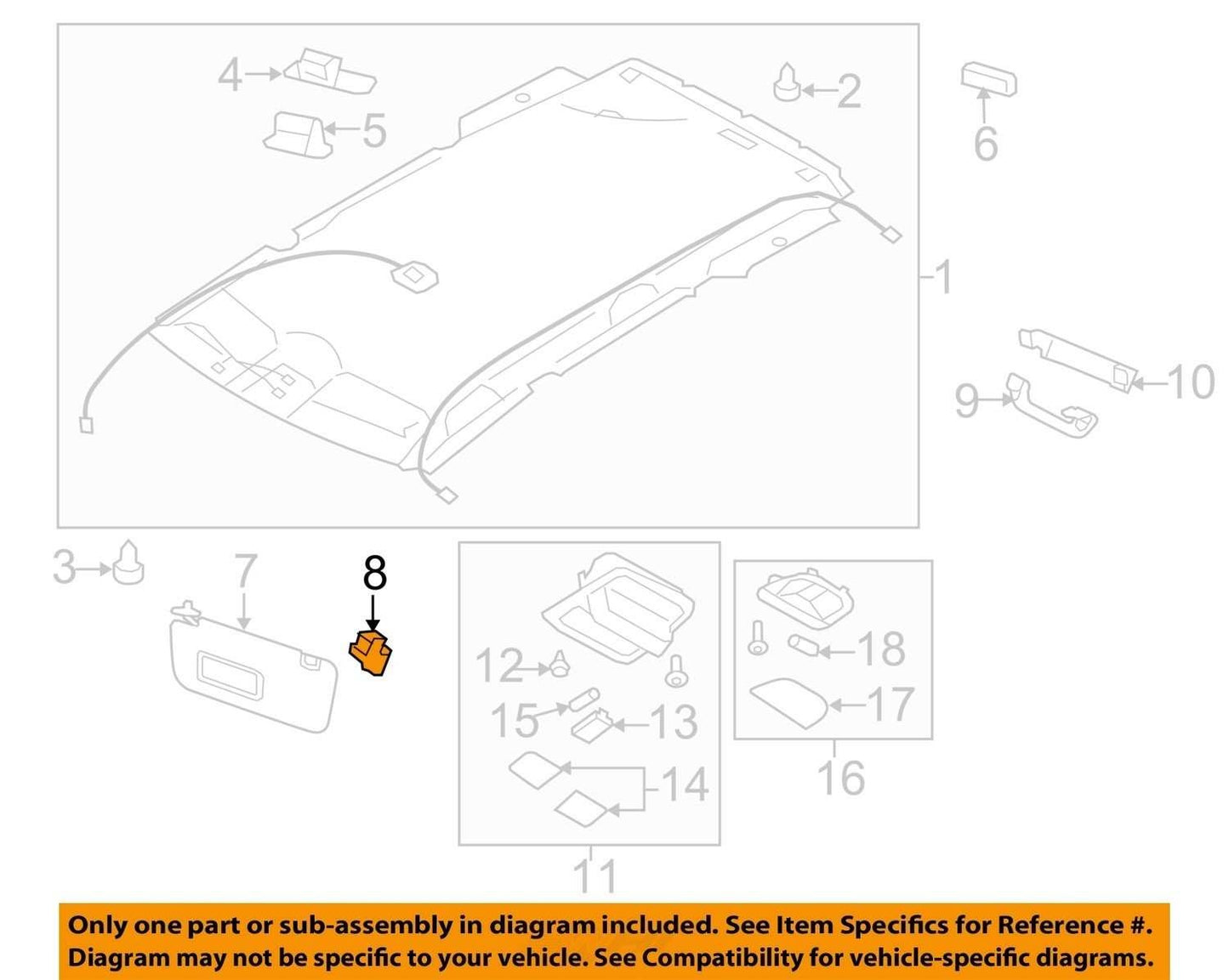 2014-2018 Subaru Forester Sun Visor Clip Hanger Hook Gray 92018YC000LO OEM