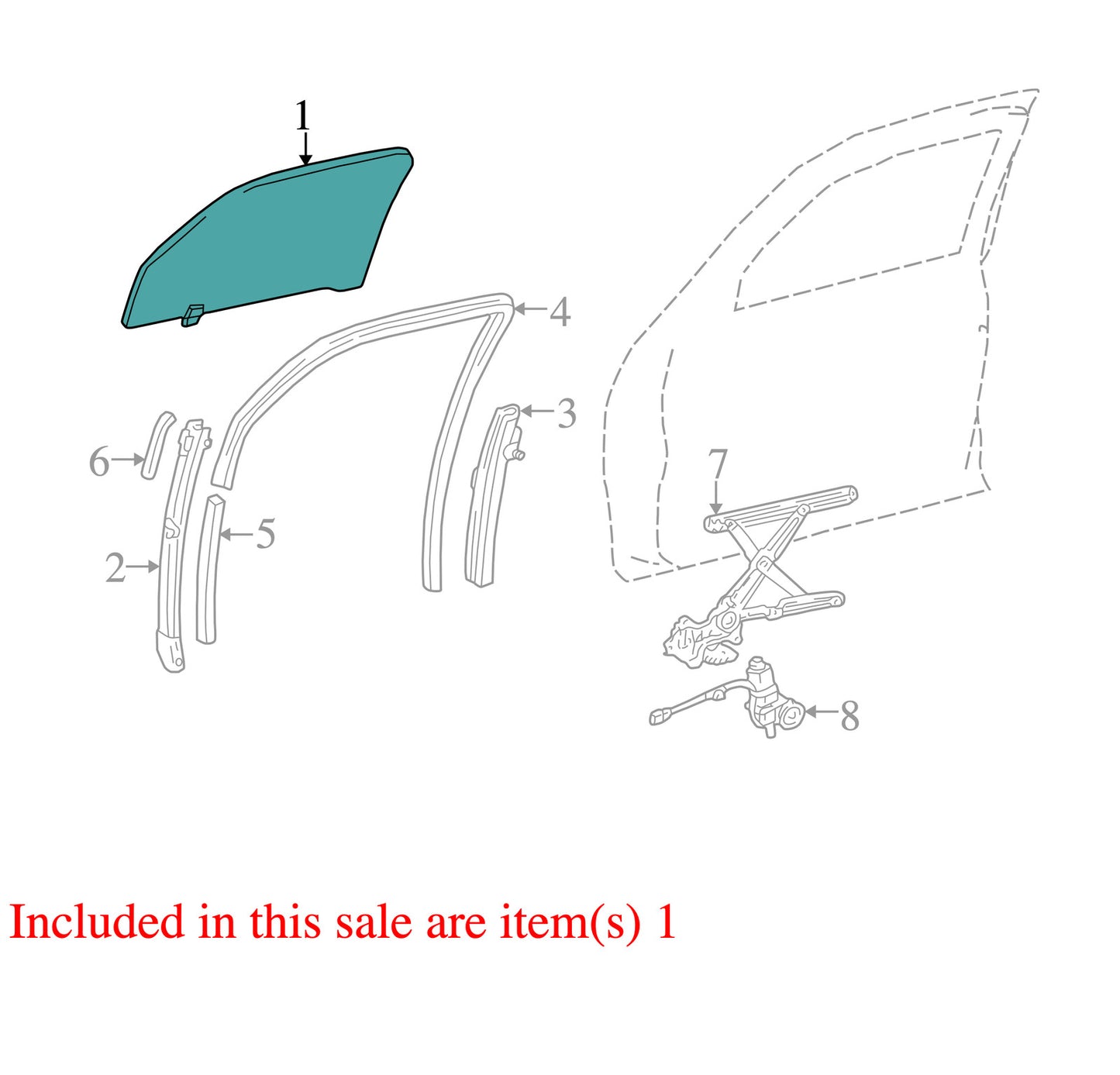 2000-2006 Toyota Tundra Left Front Window Door Glass OEM