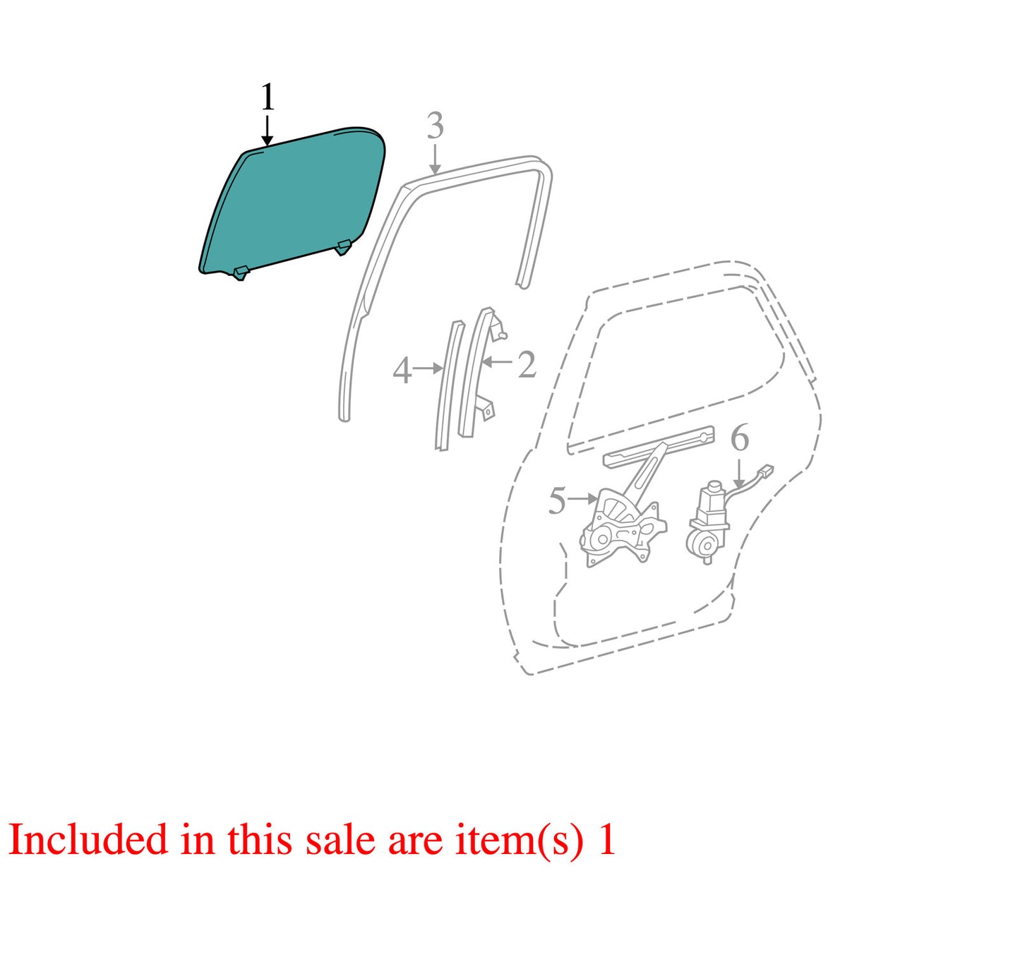 2004-2006 Toyota Tundra Double Cab Rear Right Window OEM