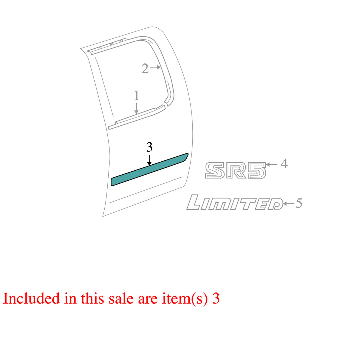 2004-2006 Toyota Tundra Double Cab Left Rear Door Molding Blue CC 8J7 OEM