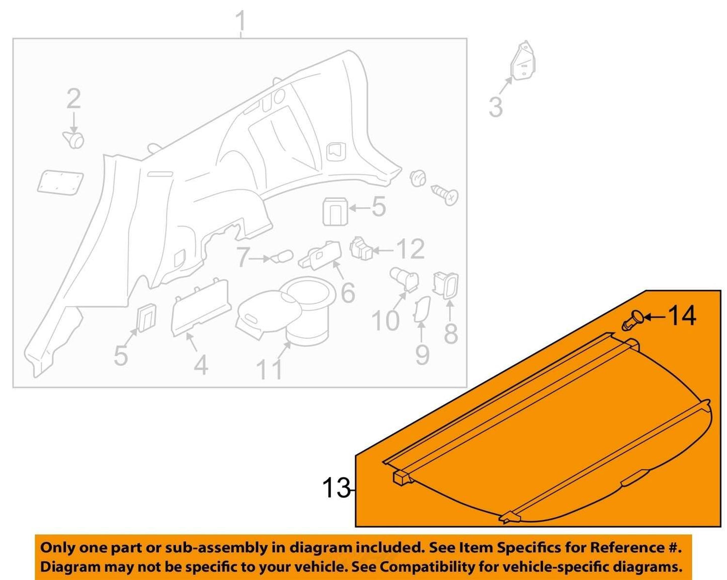 2015-2017 Subaru Forester Trunk Cargo Deck Tonneau Cover OEM