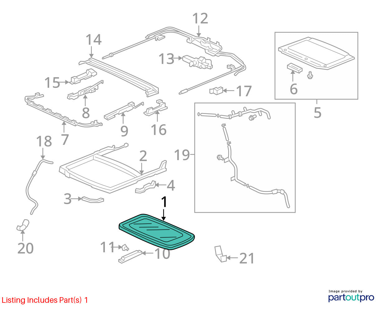 2005-2010 Honda Odyssey Sun Roof Sunroof Window Glass OEM 70200-SHJ-A42