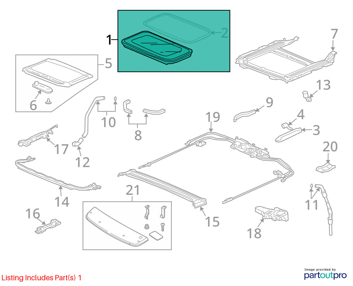 2008-2012 Honda Accord Sedan Sunroof Glass Assembly OEM 70200-TA0-A12