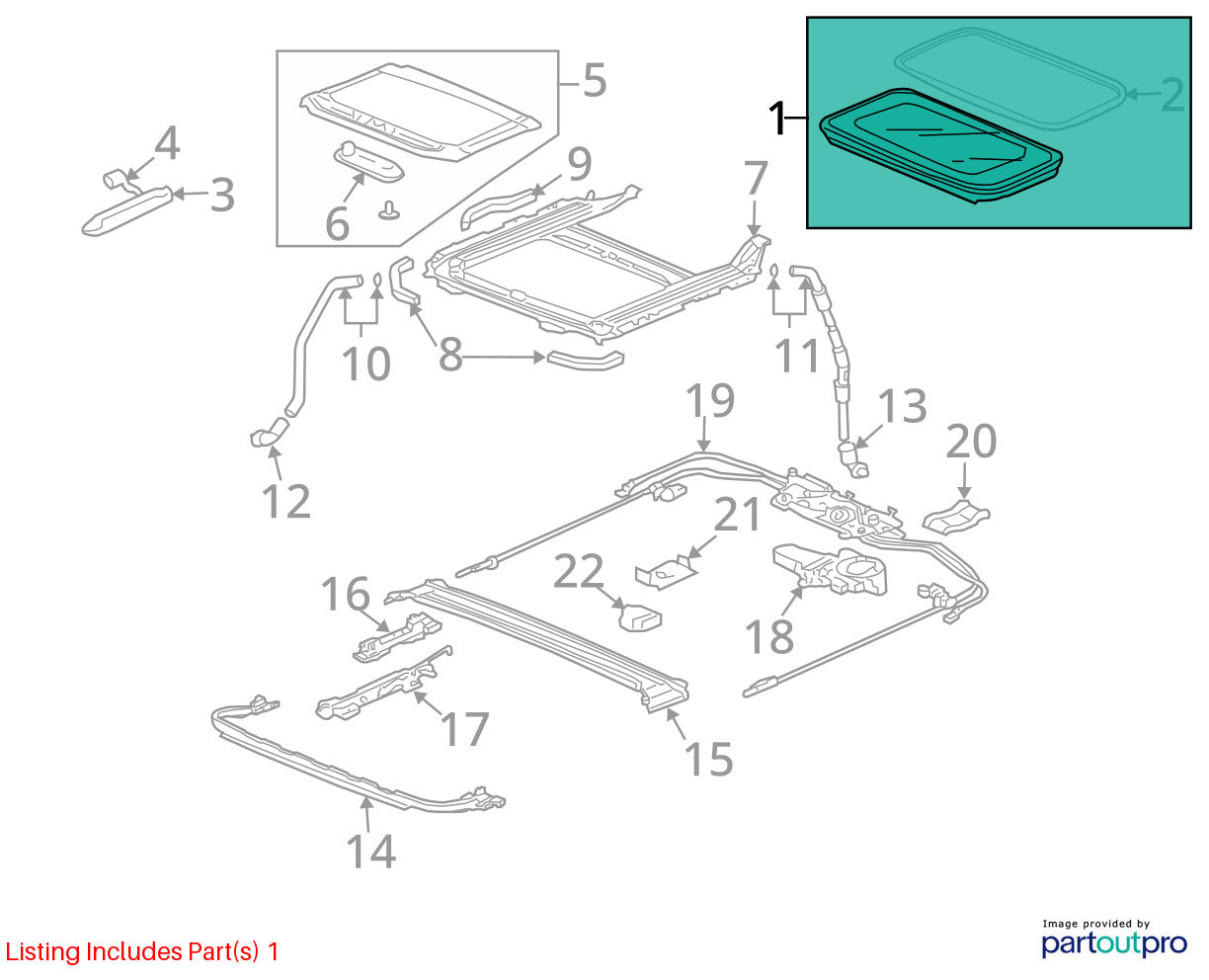 2003-2007 Honda Accord Coupe Sunroof Moon Roof Glass OEM 70200-SDA-A02