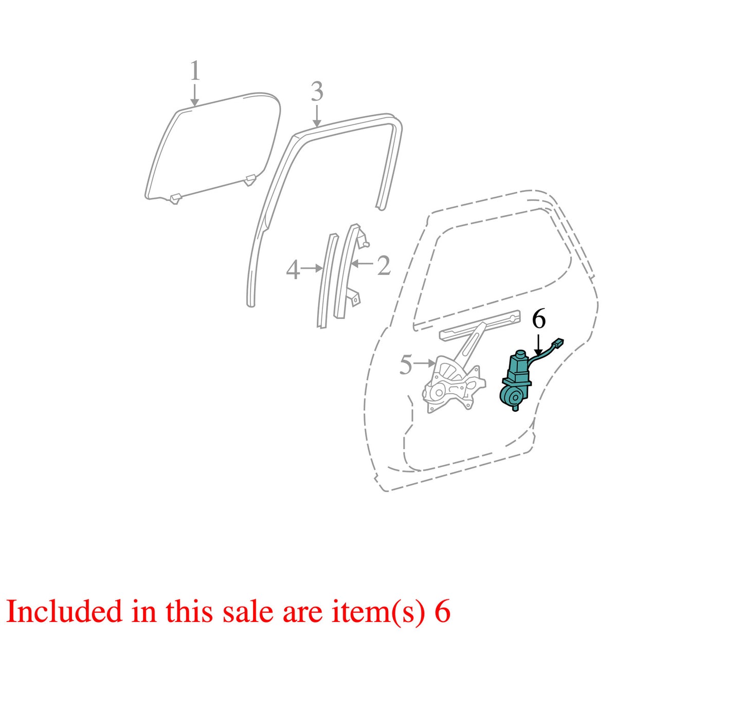 2004-2006 Toyota Tundra Double Cab Right Rear Window Motor OEM