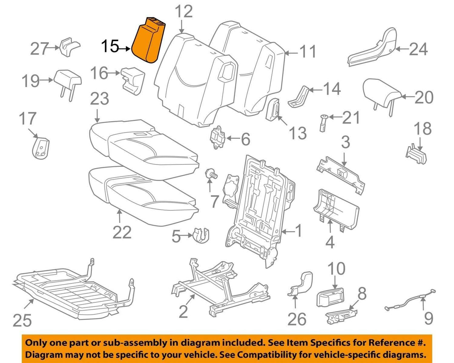 2006-2011 Toyota RAV4 Rear Center Armrest Seat Back & Headrest Cup Holder OEM