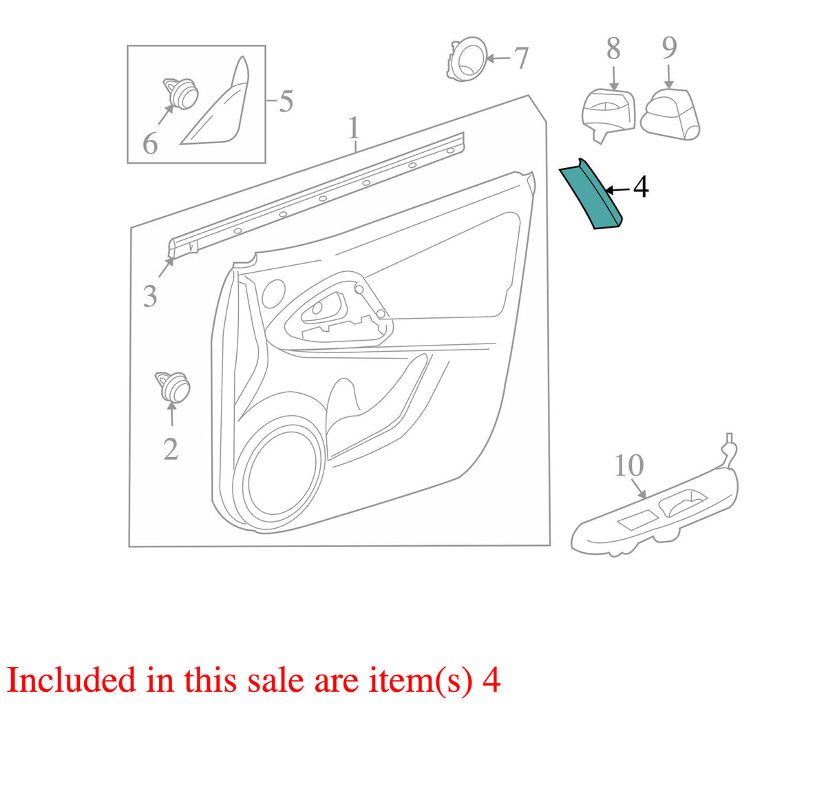 2006-2012 Toyota RAV4 Left Front Door Panel Handle Cover OEM 746420R010B0