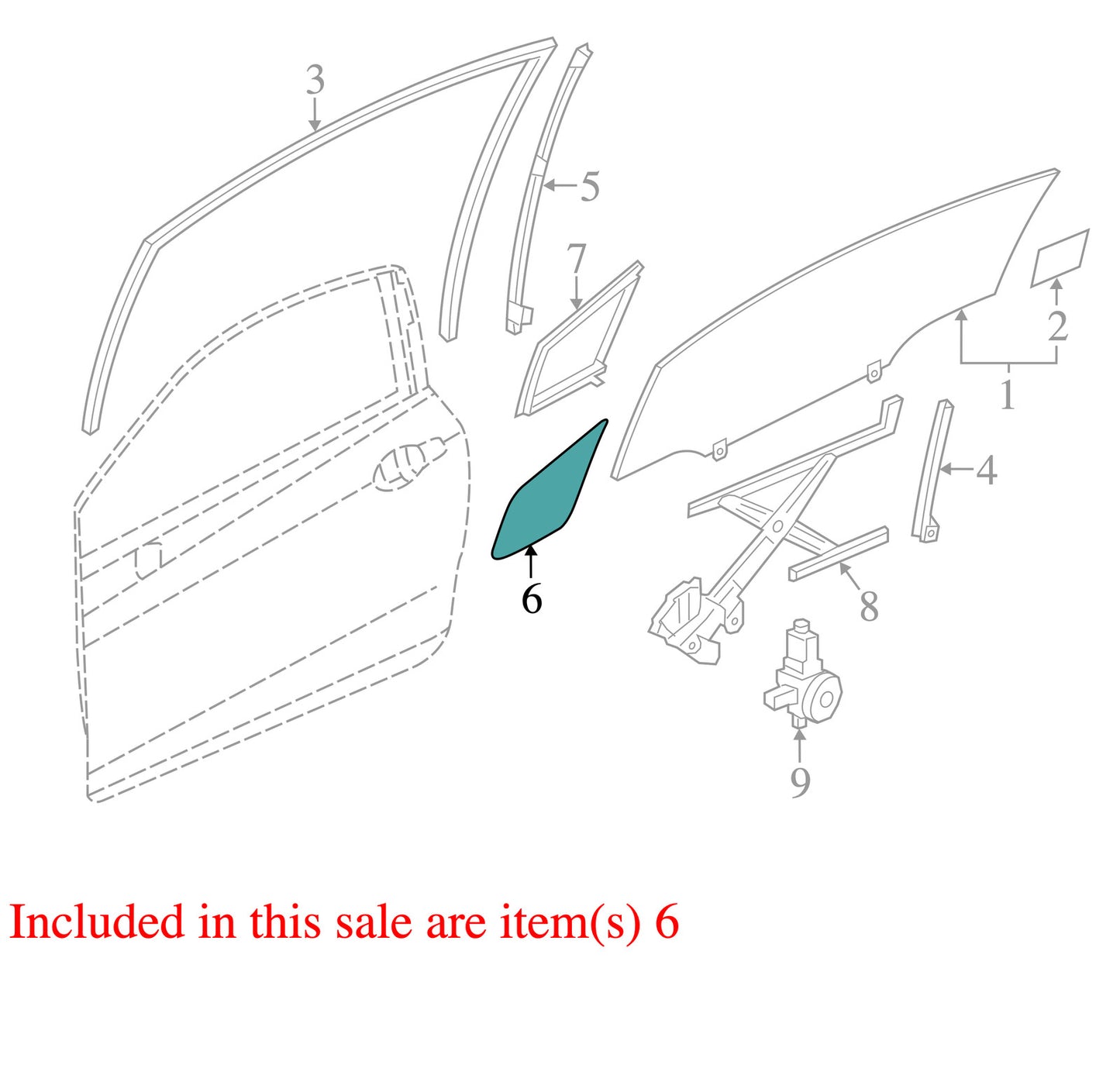 2012-2015 Honda Civic Coupe Left Front Vent Window Glass OEM