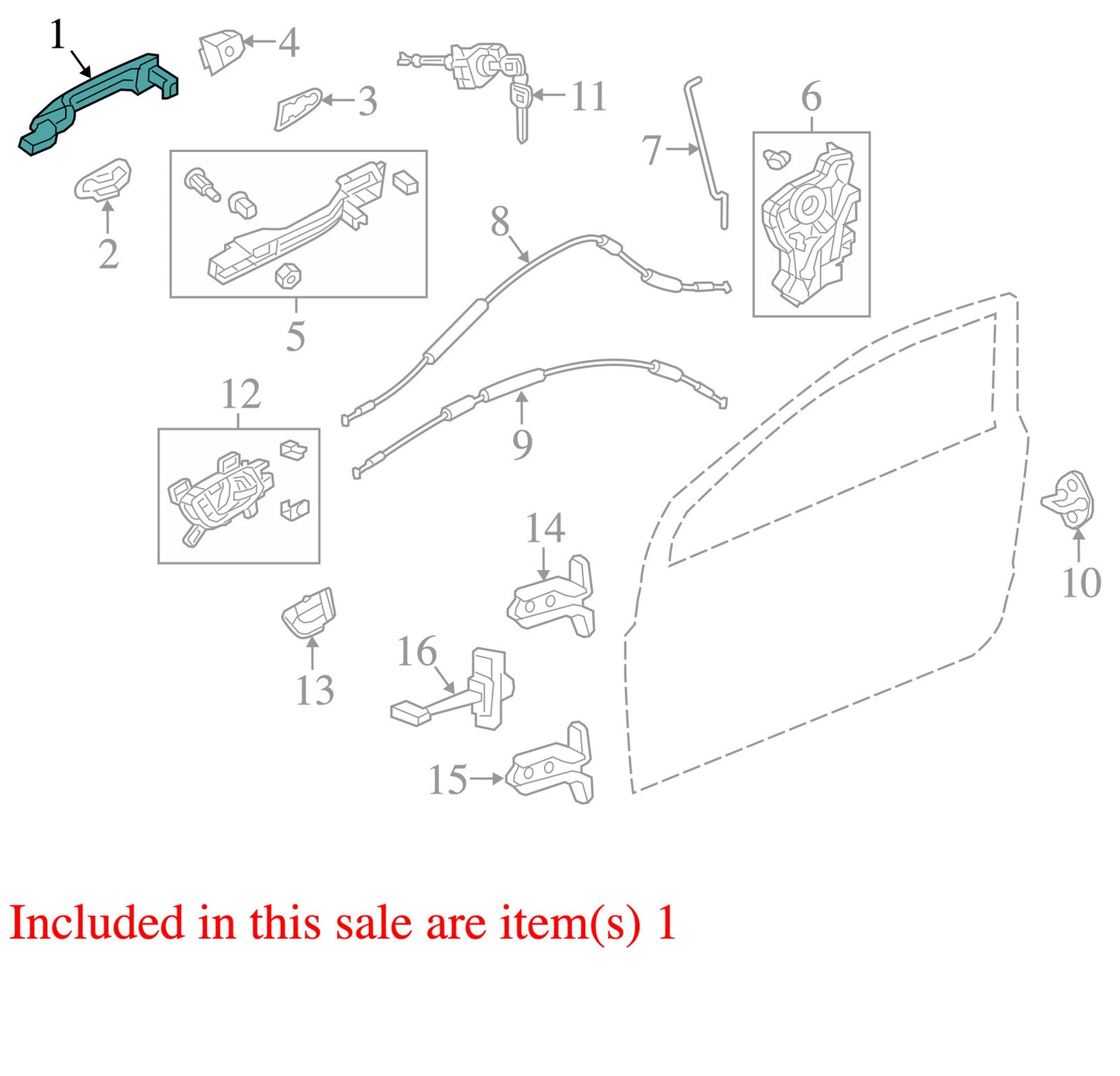 2012-2015 Honda Civic Right Front Exterior Door Handle OEM