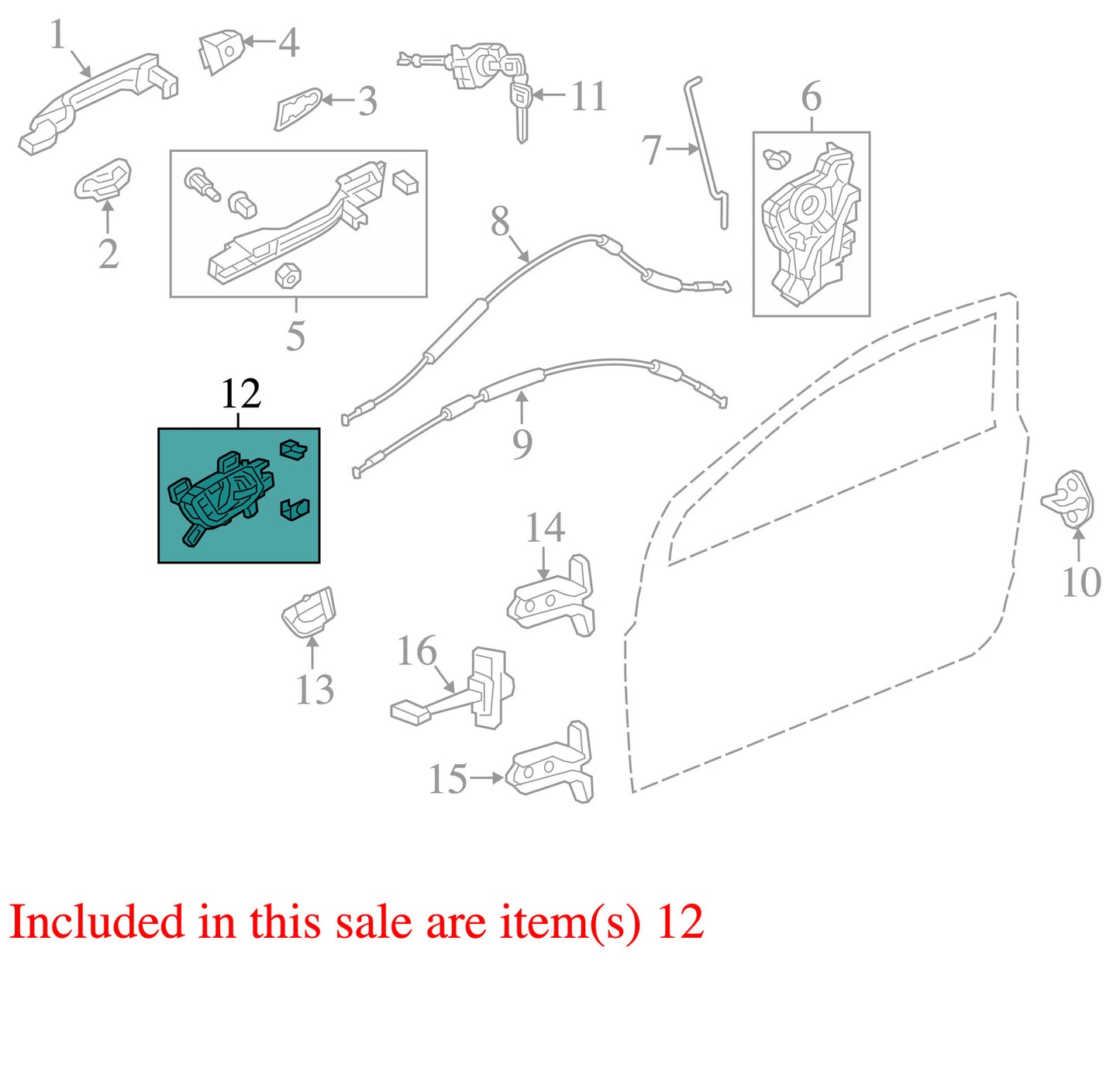 2012-2015 Honda Civic Left Front Interior Door Handle OEM