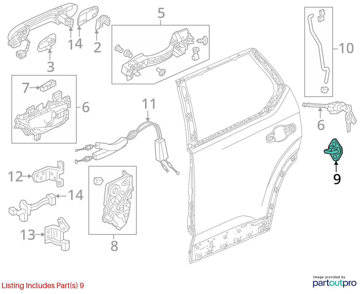 2012-2015 Honda Civic Right Front Door Lock Striker Plate OEM