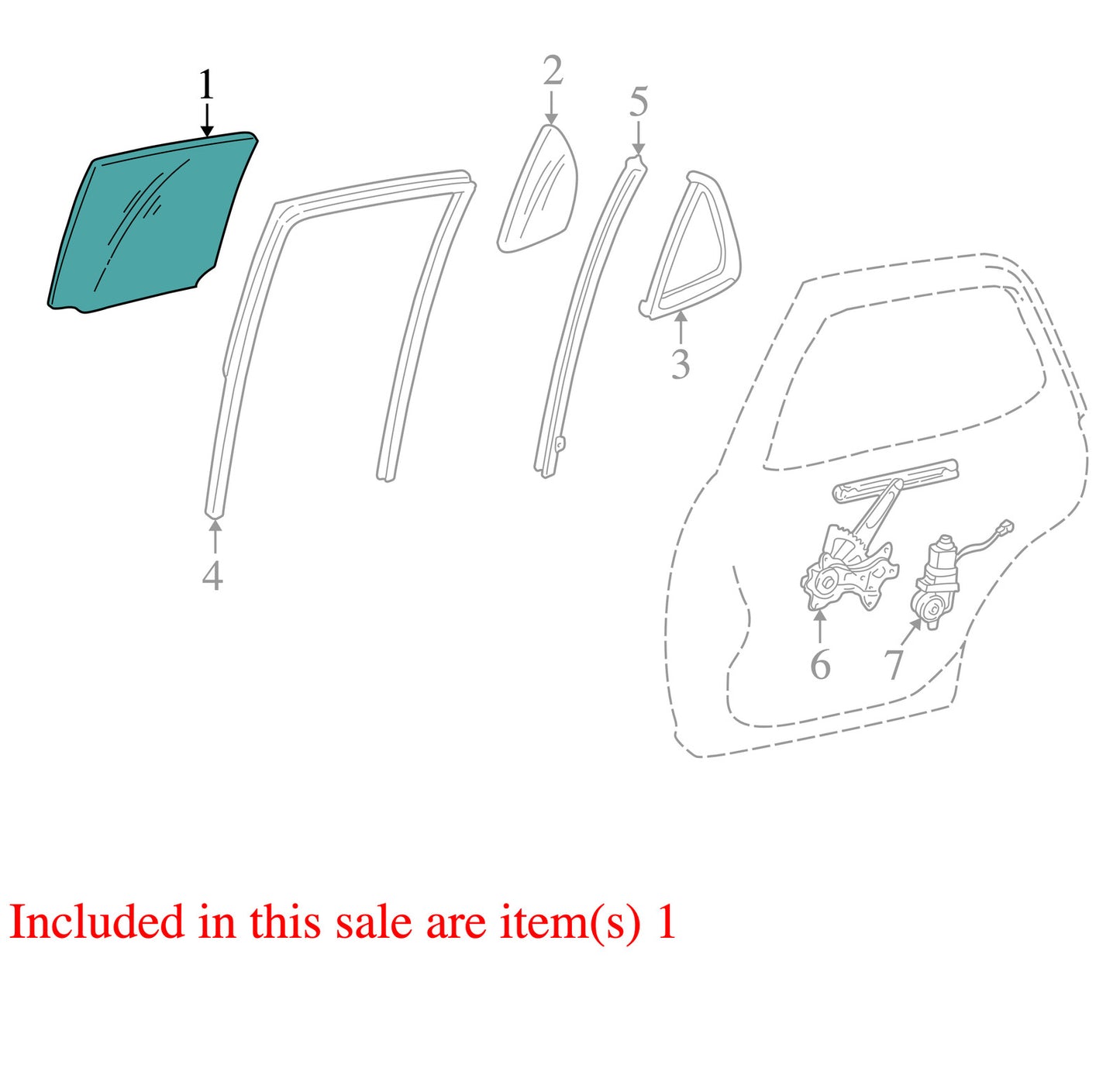 2001-2007 Toyota Sequoia Left Rear Door Window Glass OEM