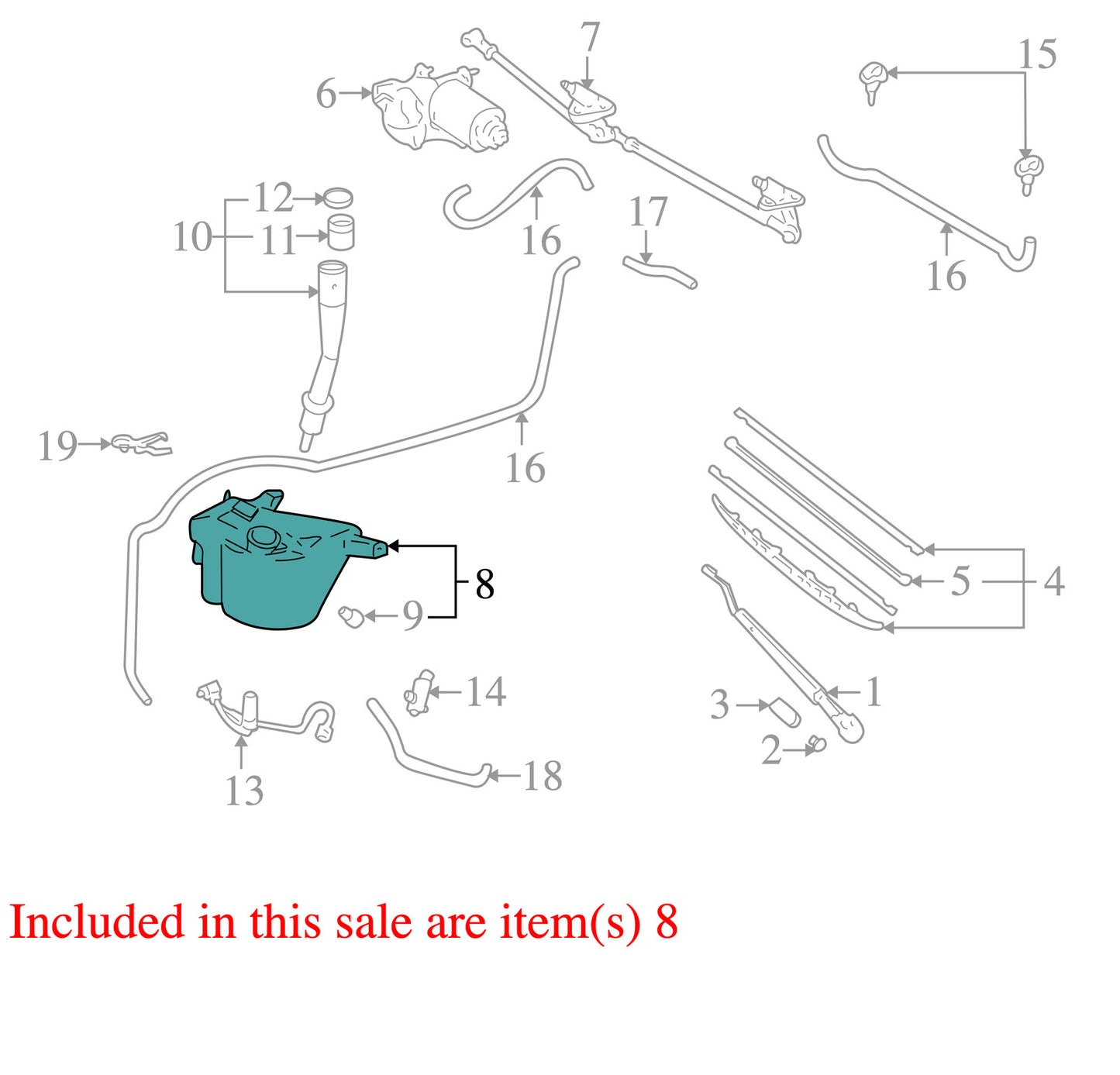 2001-2007 Toyota Sequoia Washer Fluid Reservoir OEM