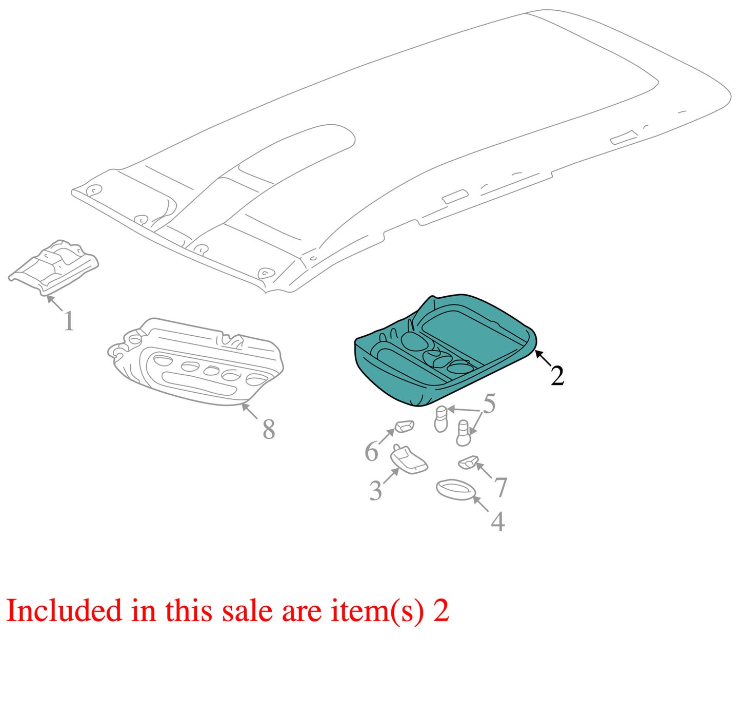 2001-2007 Toyota Sequoia Overhead Console & Sunroof Gray Woodgrain OEM